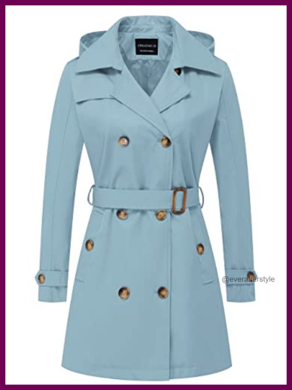 Women's Double-Breasted Trench Coat Belted Slim Fit Water-Repellent with